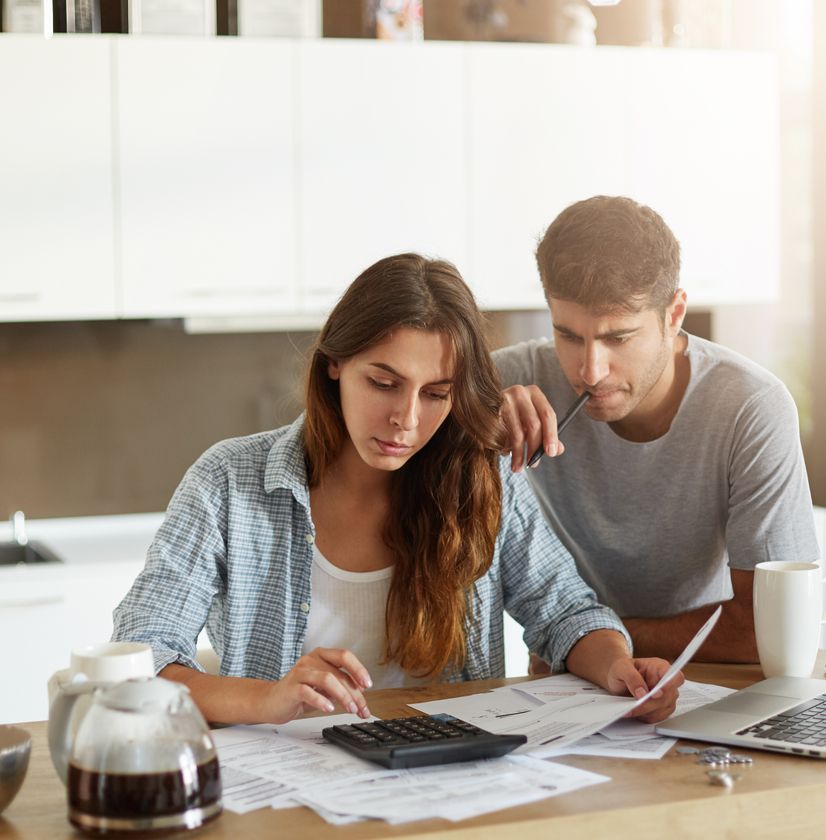 couple reviewing credit report